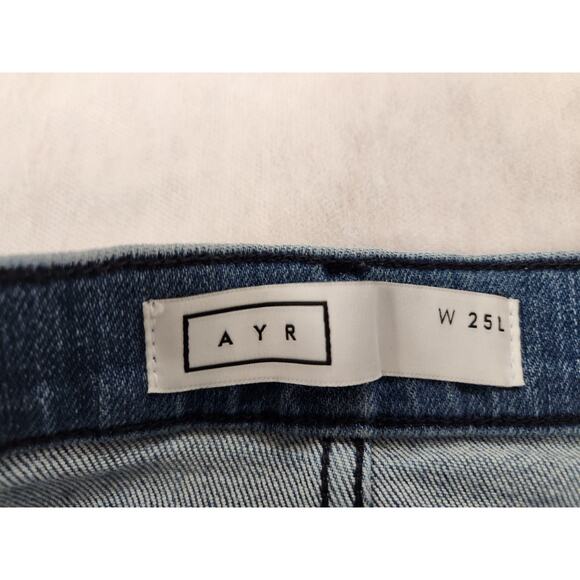 AYR Jeans The Bomb Pop Straight Ankle Womens Size 25 Blue Made in USA Raw Hem - Picture 6 of 13